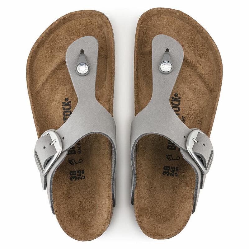 Birkenstock Big Přezkou Nubuck Læder Gizeh Dame Grå | DK 423YXF